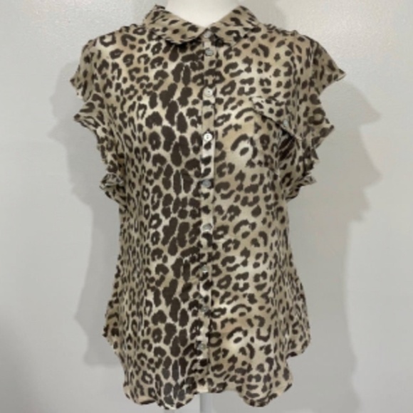 Chaser women silky animal print button up blouse - Picture 4 of 4